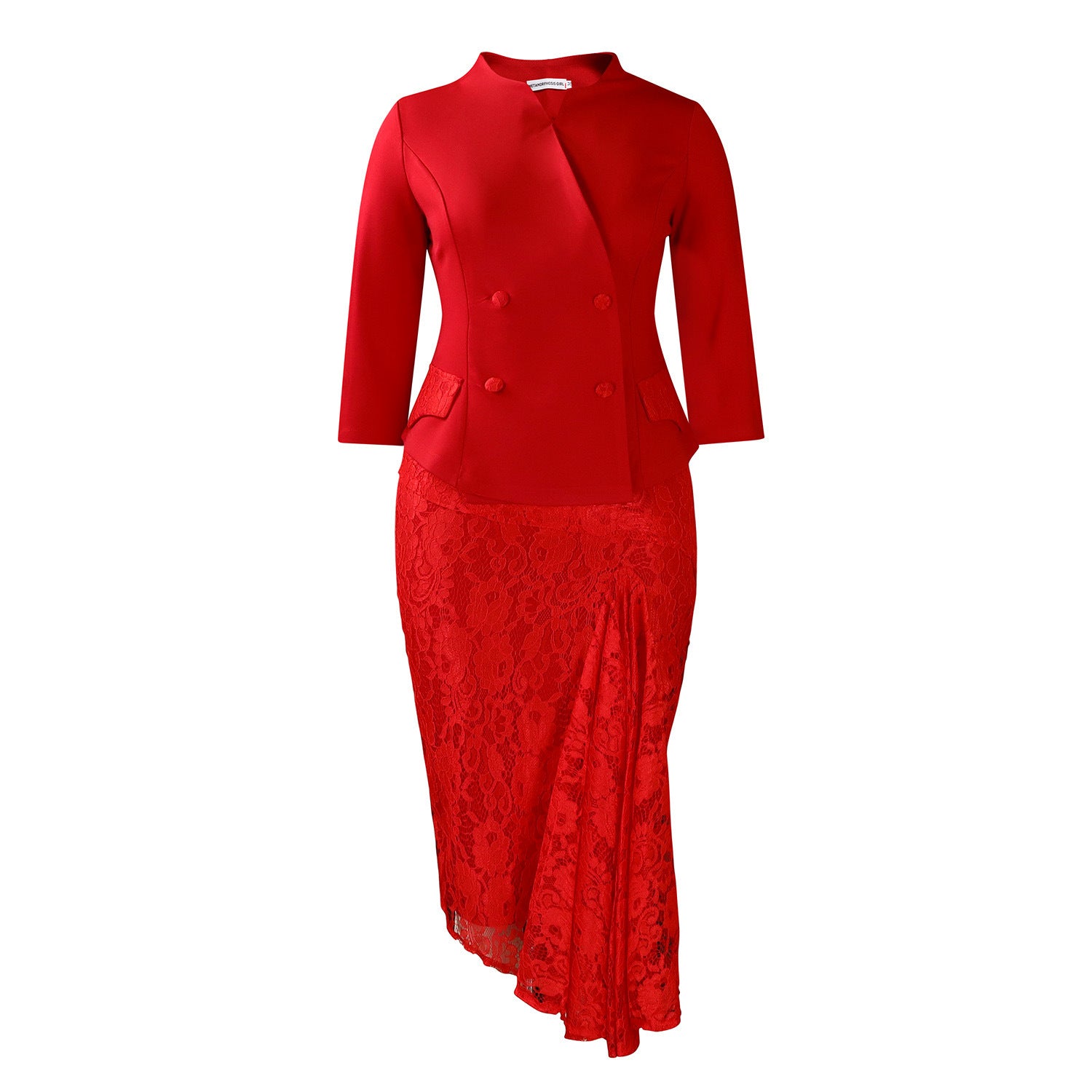 Long Sleeve Top Lace Package Hip Skirt Two-piece Set African Suit