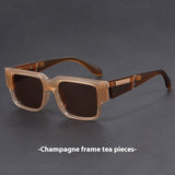 Gray Blue Square Thick Frame Sunglasses UV-proof Retro Simple Sun Glasses