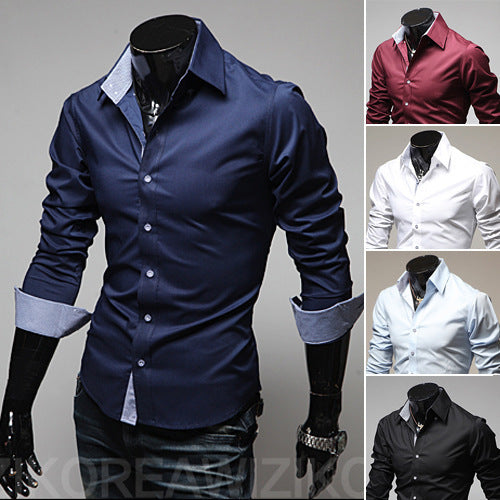Plaid Color Matching Casual Plus Size Men's Shirt