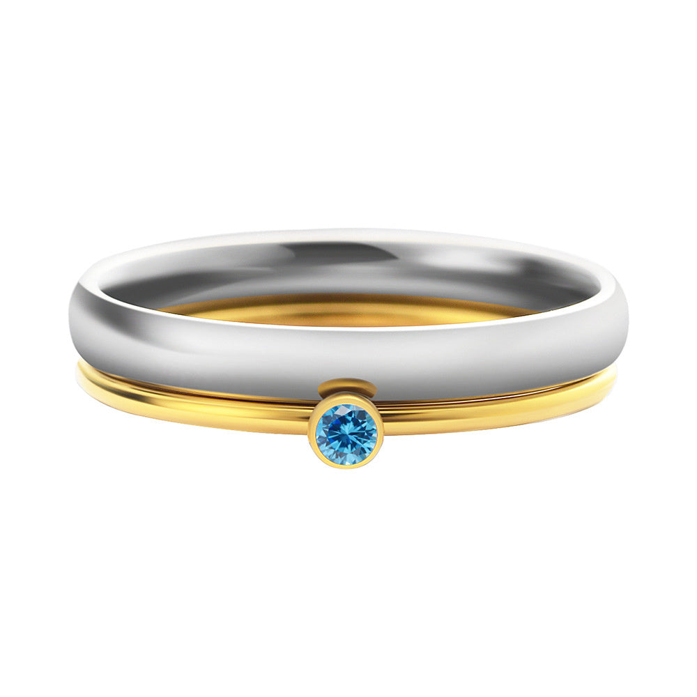 December Color Birthstone Superimposed Combination Engraved Ring
