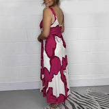 Casual Loose-fitting Women's V-neck Print Dress