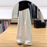 Women's High Waist Loose Casual Draping Effect Tencel White Wide Leg Pants