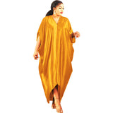 Women's African Plus Size Muslim Solid Color V-Neck Dress