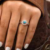 Women's Turquoise Ethnic Style Oil Micro Inlaid Zircon Ring
