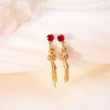 Gold-plated Diamond Tassel Earrings Eardrops Jewelry For Women