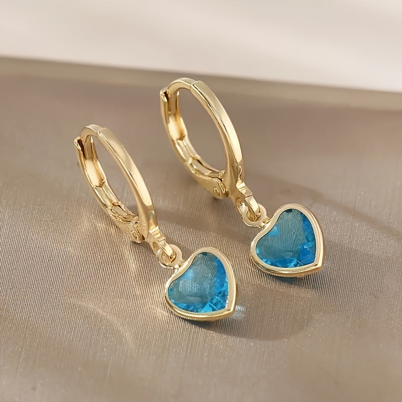 Elegant Colorful Heart-shaped Zircon Earrings Earrings All-match Earrings Women