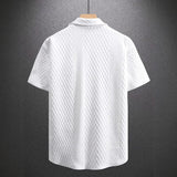 Men's Solid Color Short Sleeve Knitted Shirt With Over-turned Collar