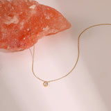 European And American Stainless Steel Necklace Gold-plated Inlaid Zircon High Sense